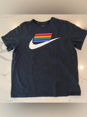 Limited edition Nike PRIDE Black Tee with White Swoosh
